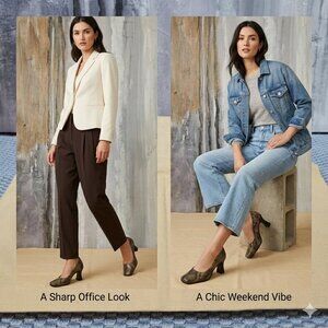 WORTHINGTON Snake-Embossed Leather High Heels | Greenish Brown Size 5.5